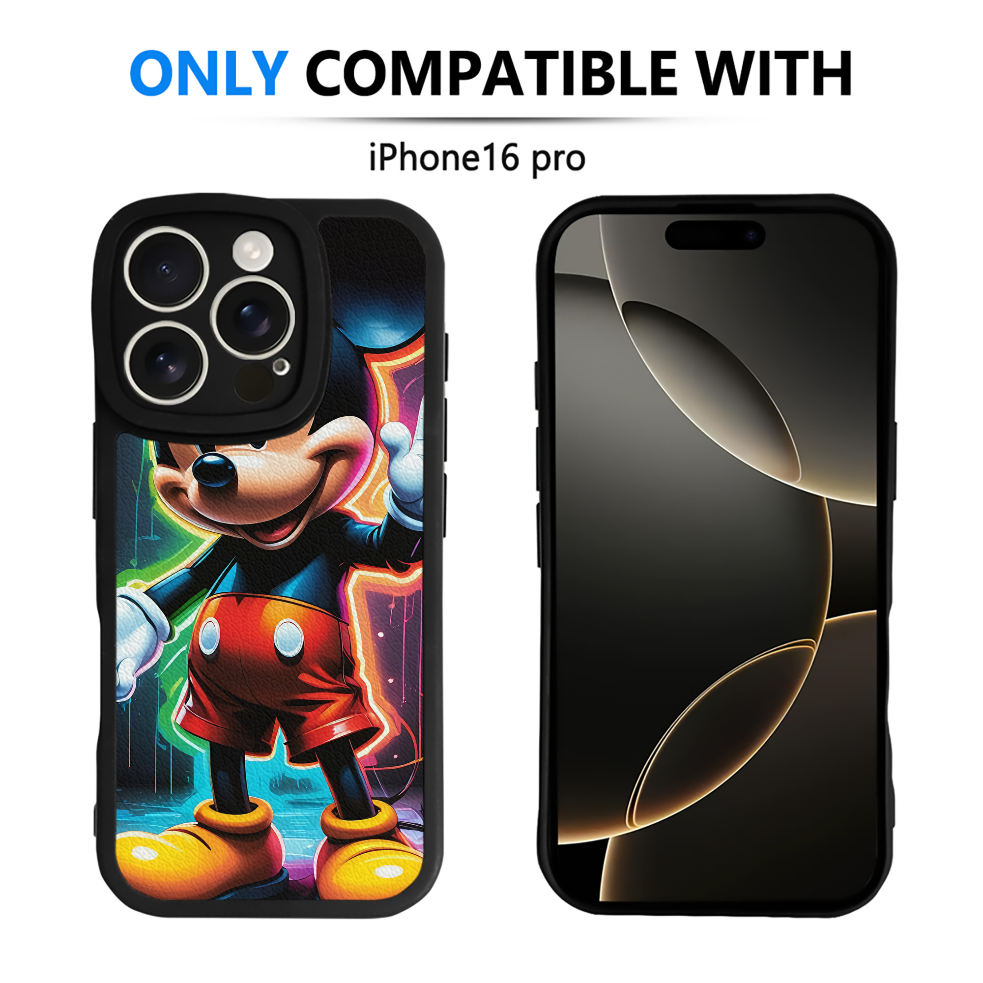 （画像用） ミッキーマウス Mickey Mouse 【iPhone 16シリーズ対応】シリコンスマホケース（レザー調） 材質：シリコン